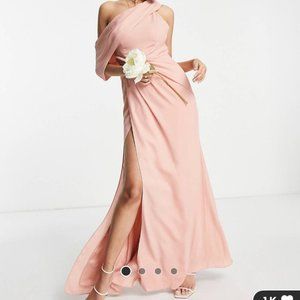 Fallen Shoulder Maxi Dress in Rose Wedding Bridal